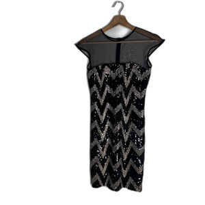 Dress the Population Dress Womens Medium Sequin Mesh Sheath Party Cocktail USA